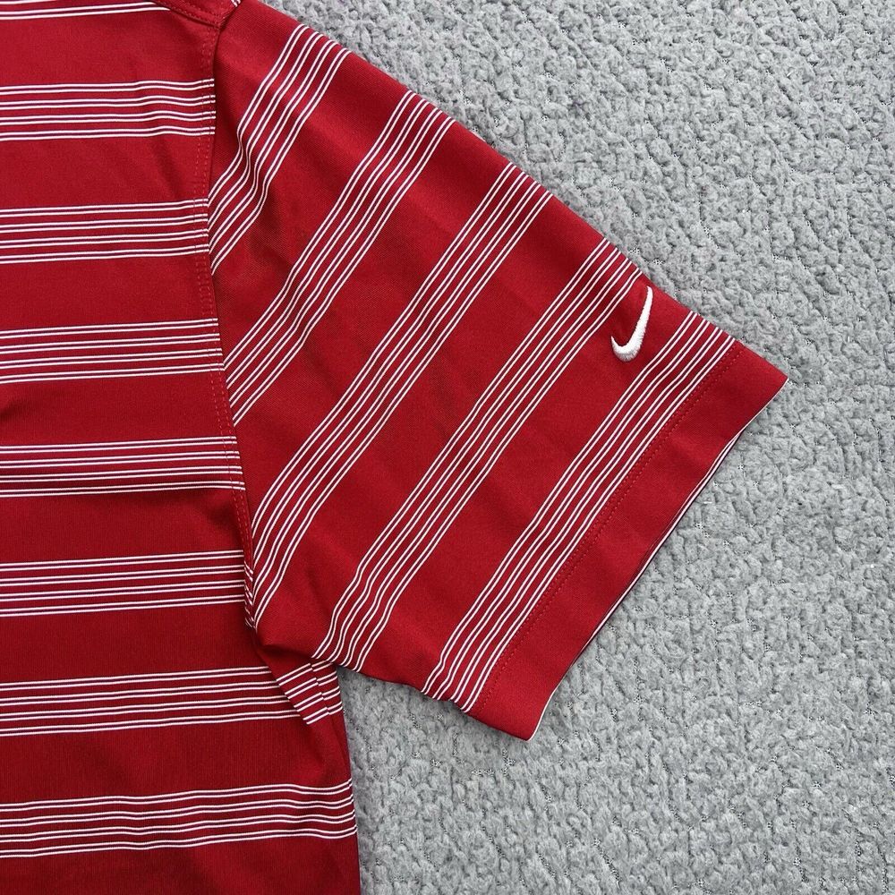 Nike Golf Mens Tour Performance Shirt Small Red White Striped‎ ESPN Logo - Picture 3 of 9